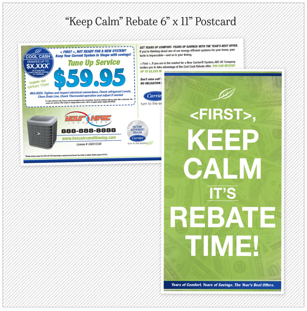 Keep Calm It's rebate time postcard
